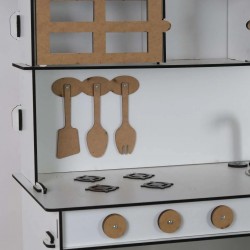 Oyuncak Mutfak, Ahşap Oyuncak Mutfak, 6.4 MM MDF, Montessori Mutfak, Mutfak Seti Oyuncak