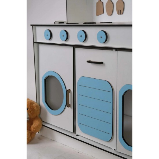 Oyuncak Mutfak, Ahşap Oyuncak Mutfak, 6.4 MM MDF, Montessori Mutfak, Mutfak Seti Oyuncak