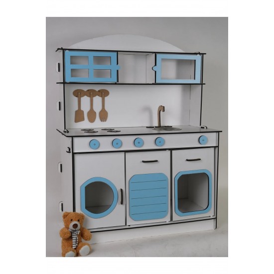 Oyuncak Mutfak, Ahşap Oyuncak Mutfak, 6.4 MM MDF, Montessori Mutfak, Mutfak Seti Oyuncak