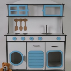 Oyuncak Mutfak, Ahşap Oyuncak Mutfak, 6.4 MM MDF, Montessori Mutfak, Mutfak Seti Oyuncak