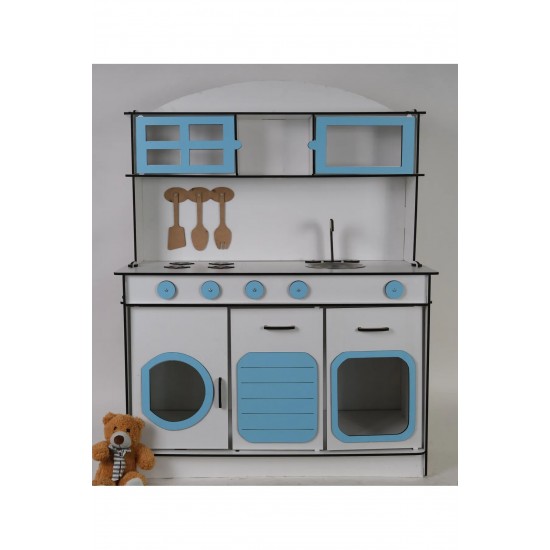 Oyuncak Mutfak, Ahşap Oyuncak Mutfak, 6.4 MM MDF, Montessori Mutfak, Mutfak Seti Oyuncak